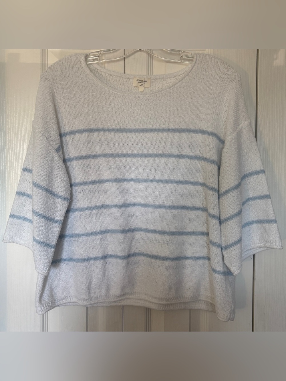 Gentle Fawn Kerrigan Striped Knit Pullover Sweater Top Shirt White Blue Medium M